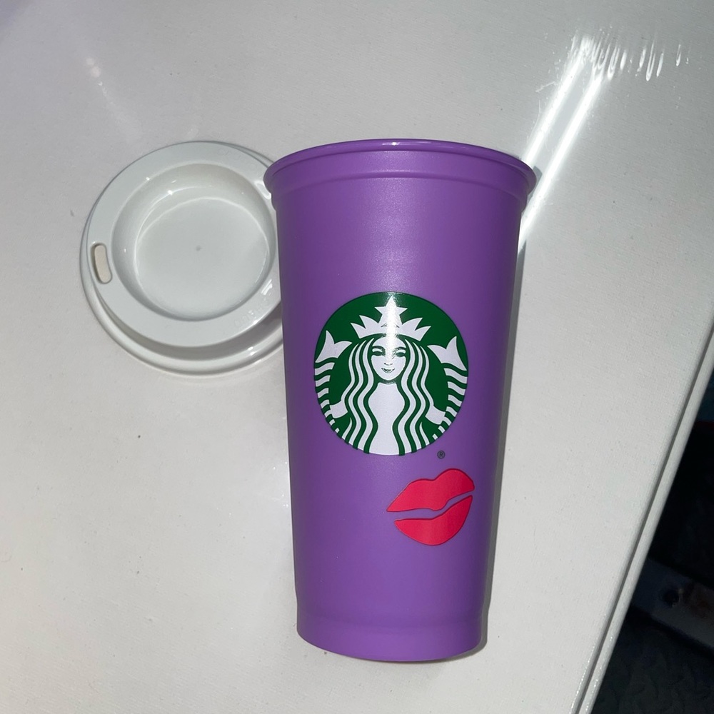 Starbucks Lilac Purple lips color changing Reusable plastic hot cup